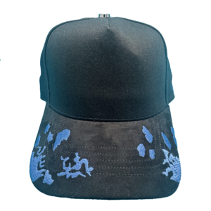 Black with Blue and white embroidery